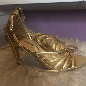 Free People Gold StrappyHeels